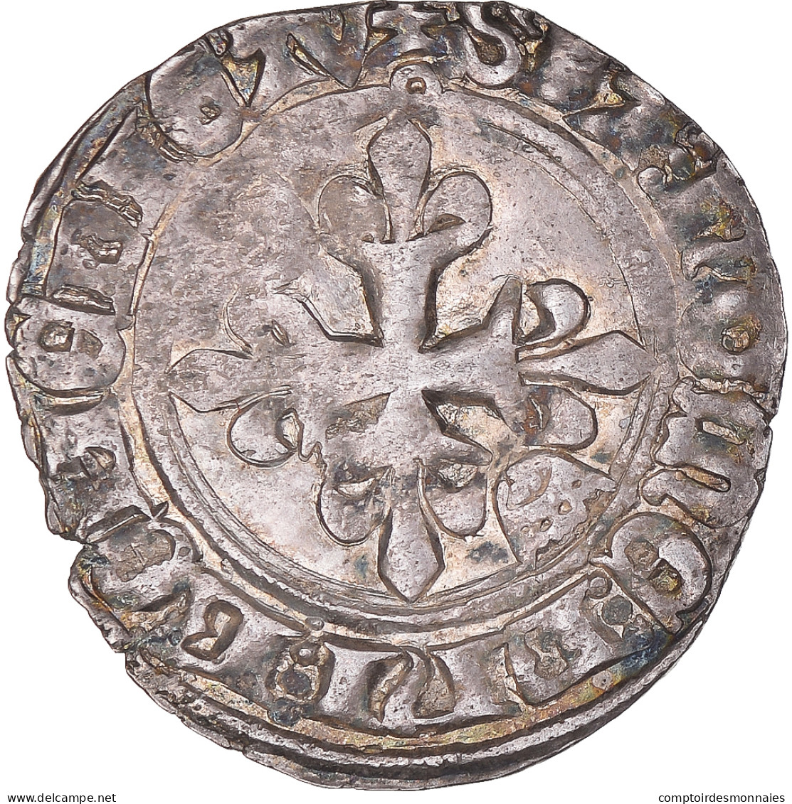 Monnaie, France, Charles VI, Gros Dit "Florette", Paris, TTB, Argent - 1380-1422 Charles VI Le Fol