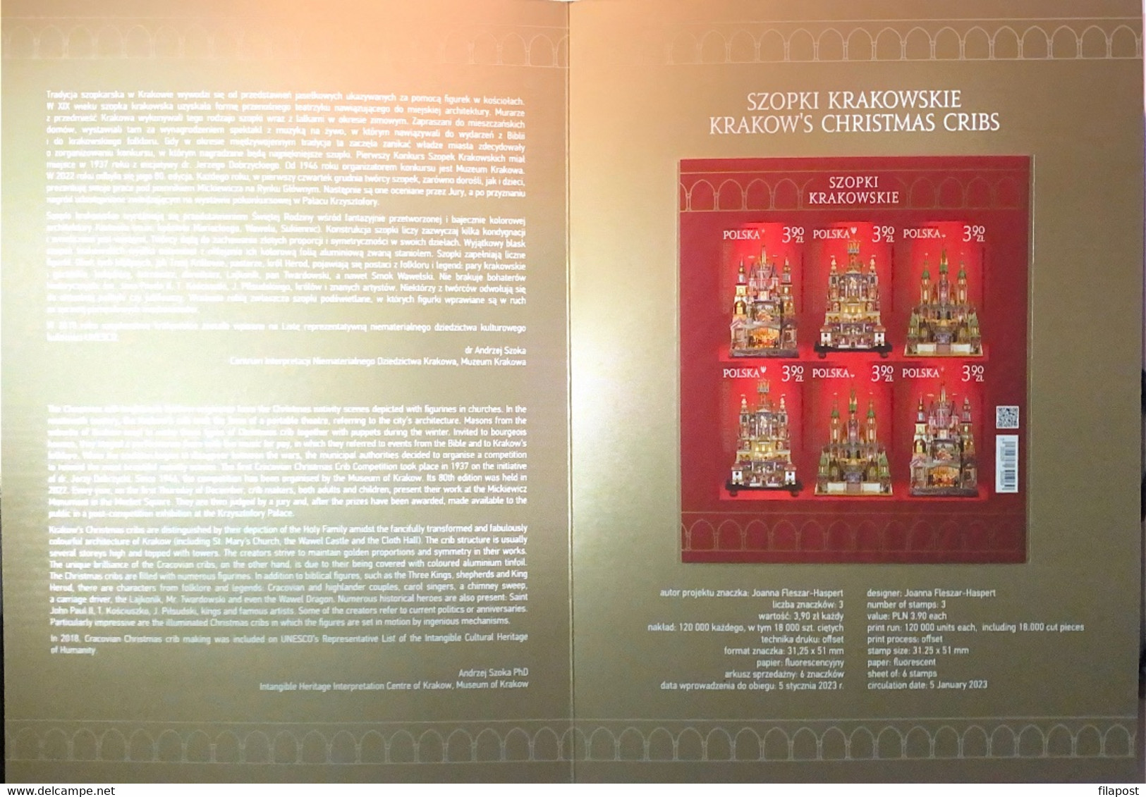 Poland 2023 Booklet / Cracovian Christmas Cribs, Krakow Kraków Museum, Nativity Scenes / Imperforated Sheet - Cuadernillos