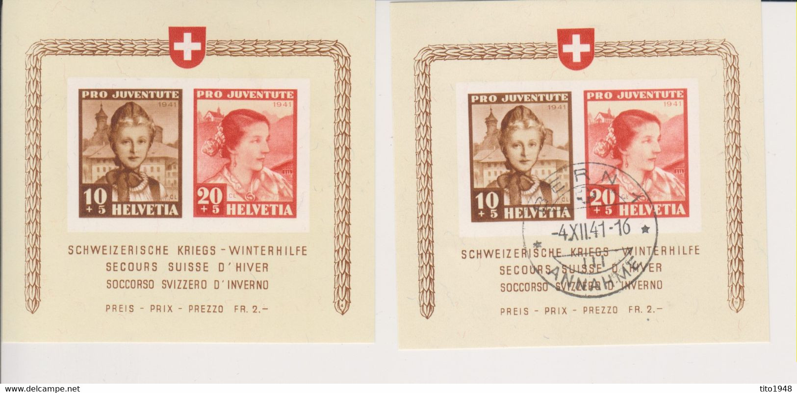 Schweiz,cp2, 1942, Pro Juventute Blöcke, Gestempelt Und  *, Siehe Scans! - Andere & Zonder Classificatie