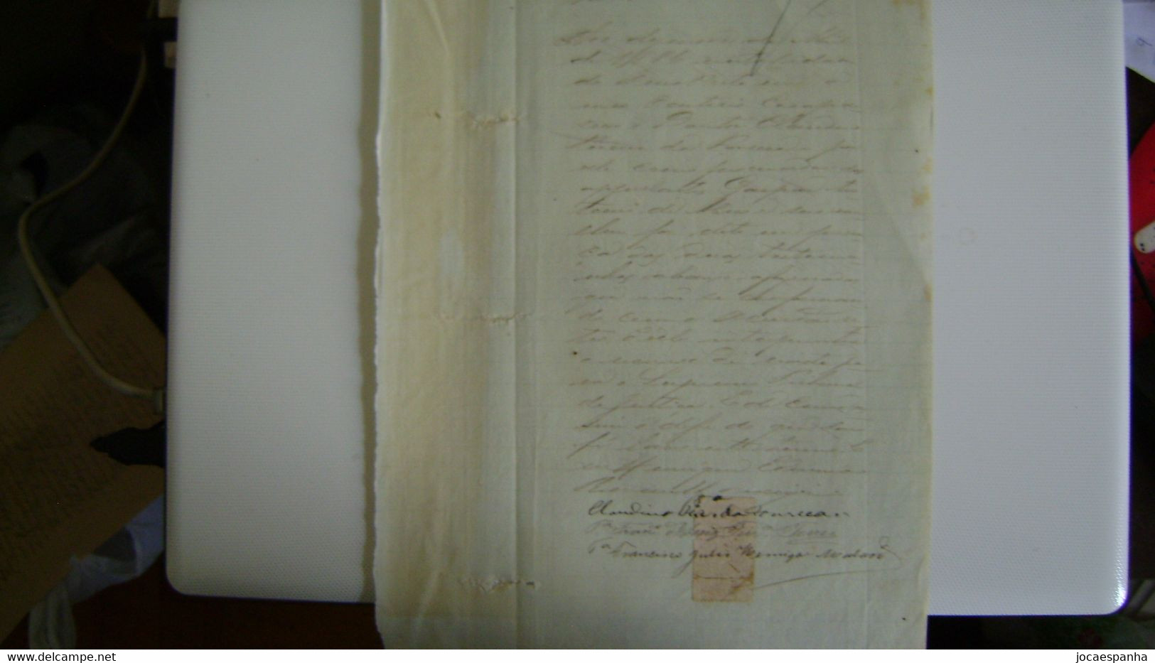 BRAZIL / BRASIL - DOCUMENT WITH "DOM PEDRO 200 REIS" DEFECTED TAX STAMPS ISSUED IN ? IN 1886 IN THE STATE - Cartas & Documentos