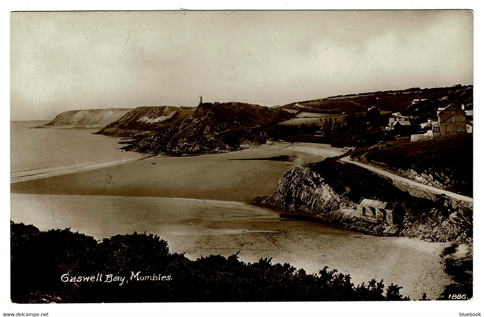 Ref 1599 - 1926 Postcard - Caswell Bay Mumbles - Glamorgan Wales - Good British Goods Slogan - Glamorgan