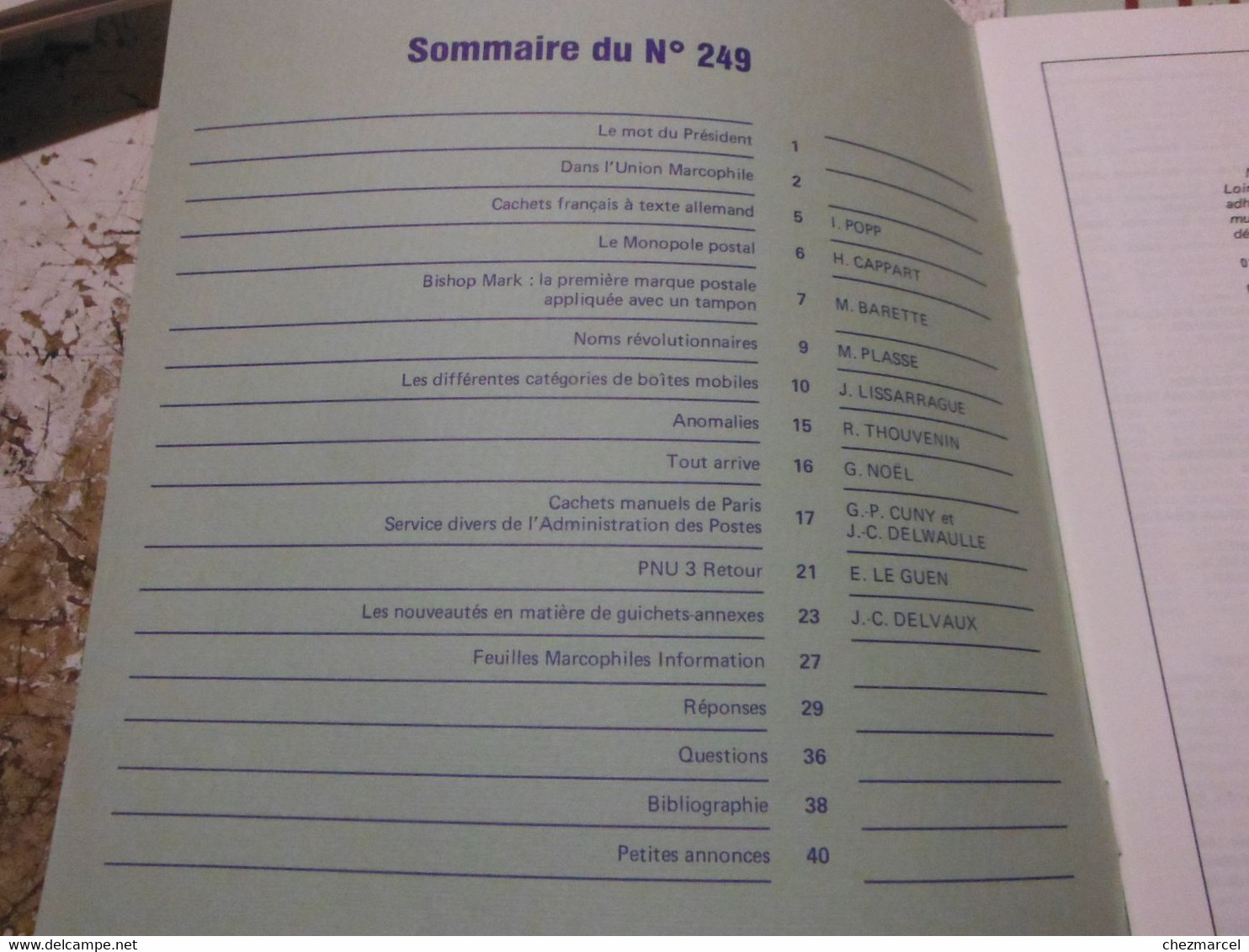 19 numeros du 240 au 255 +supplements des feuilles marcophiles (en cas de lot voir les dernieres photos)