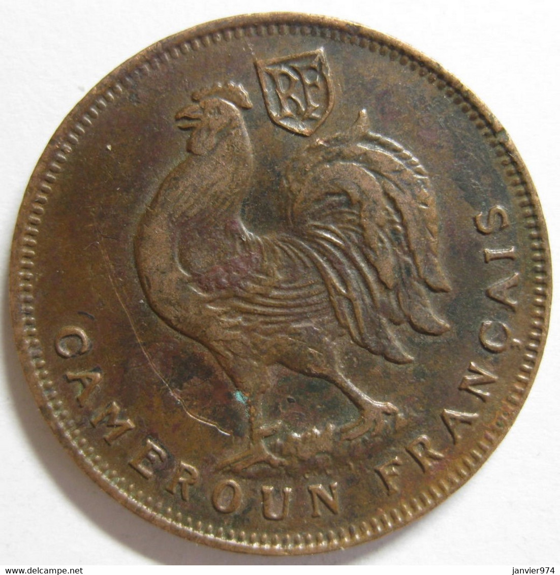 Cameroun Française 1 Franc 1943 , En Bronze , Lec# 14 - Cameroon