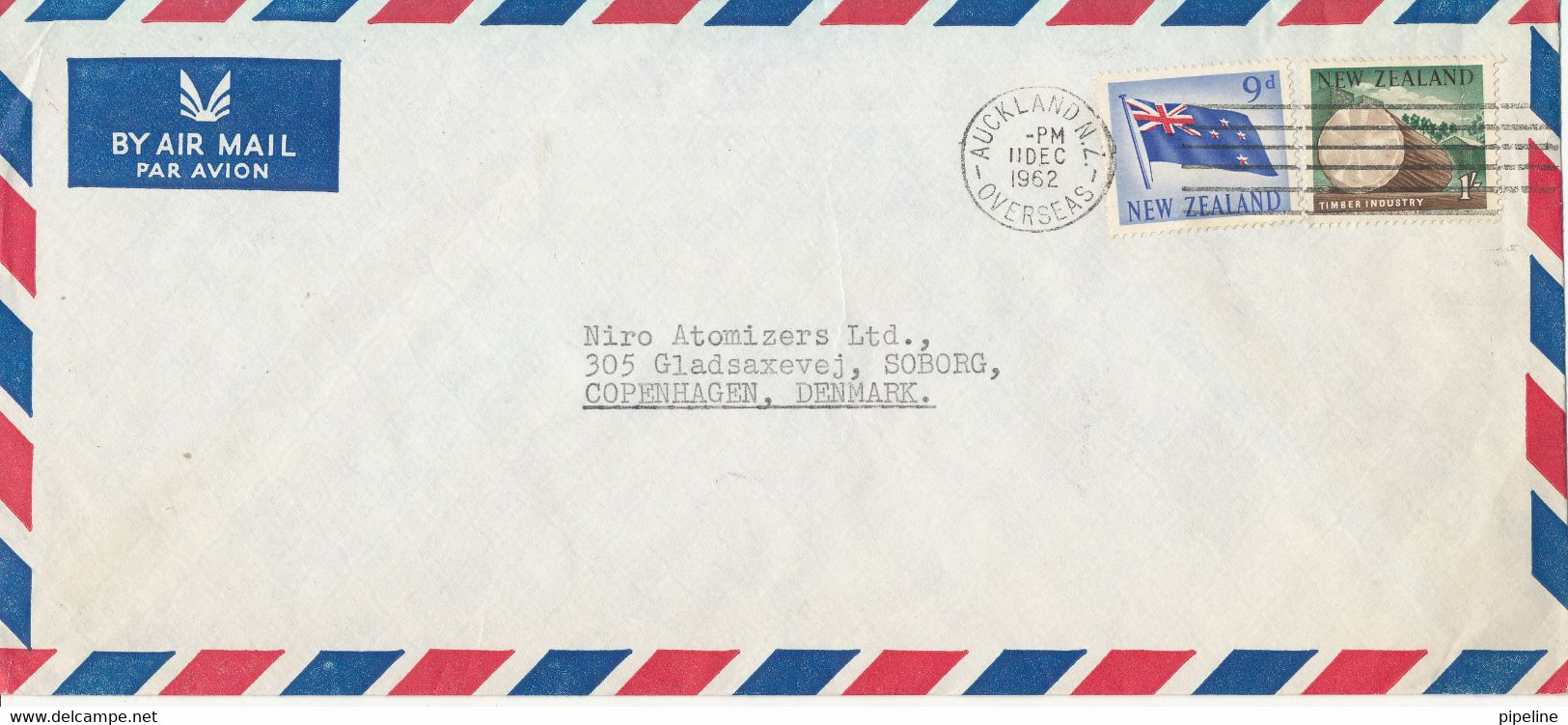 New Zealand Air Mail Cover Sent To Denmark 11-12-1962 - Luftpost