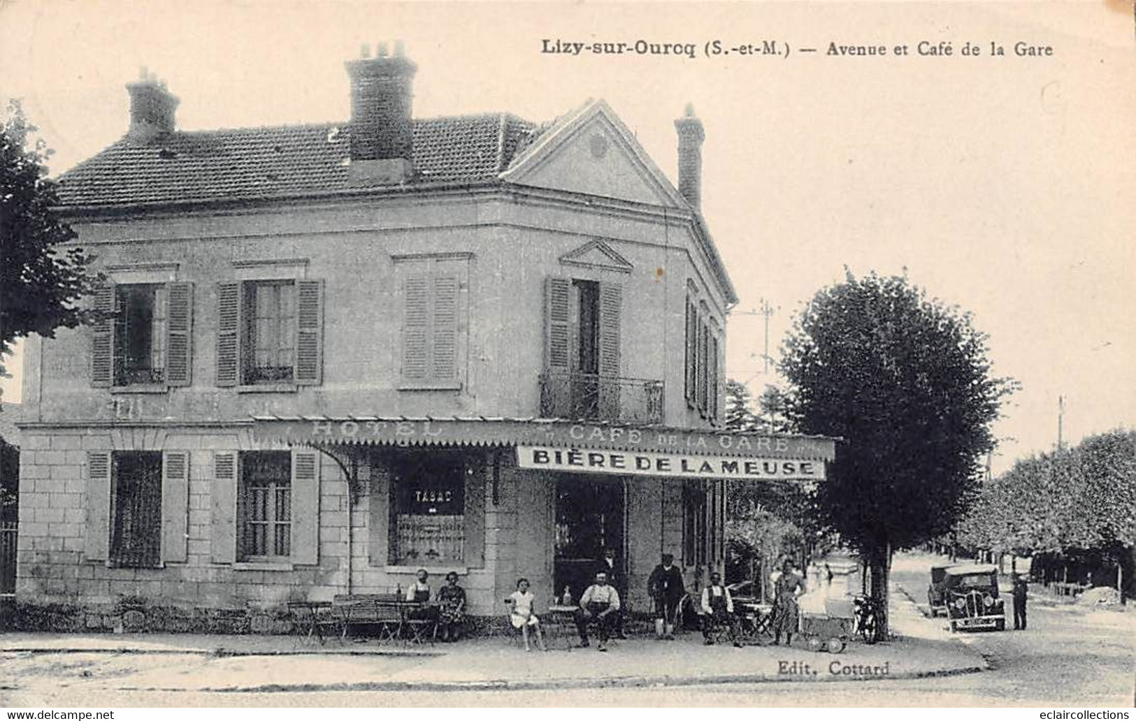 Lizy Sur Ourcq           77          Avenue Et Café De La Gare.  Bière De La Meuse         (voir Scan) - Lizy Sur Ourcq