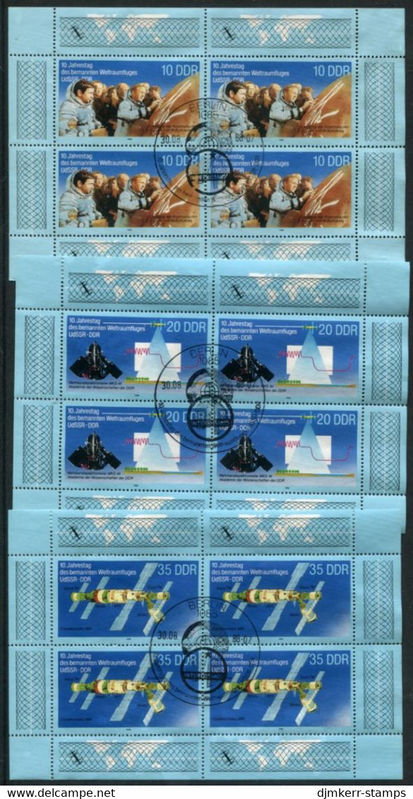 DDR 1988 Joint Space Flight Anniversary Sheetlets Of Of 4. Used.  Michel 3190-92 Kb - 1981-1990