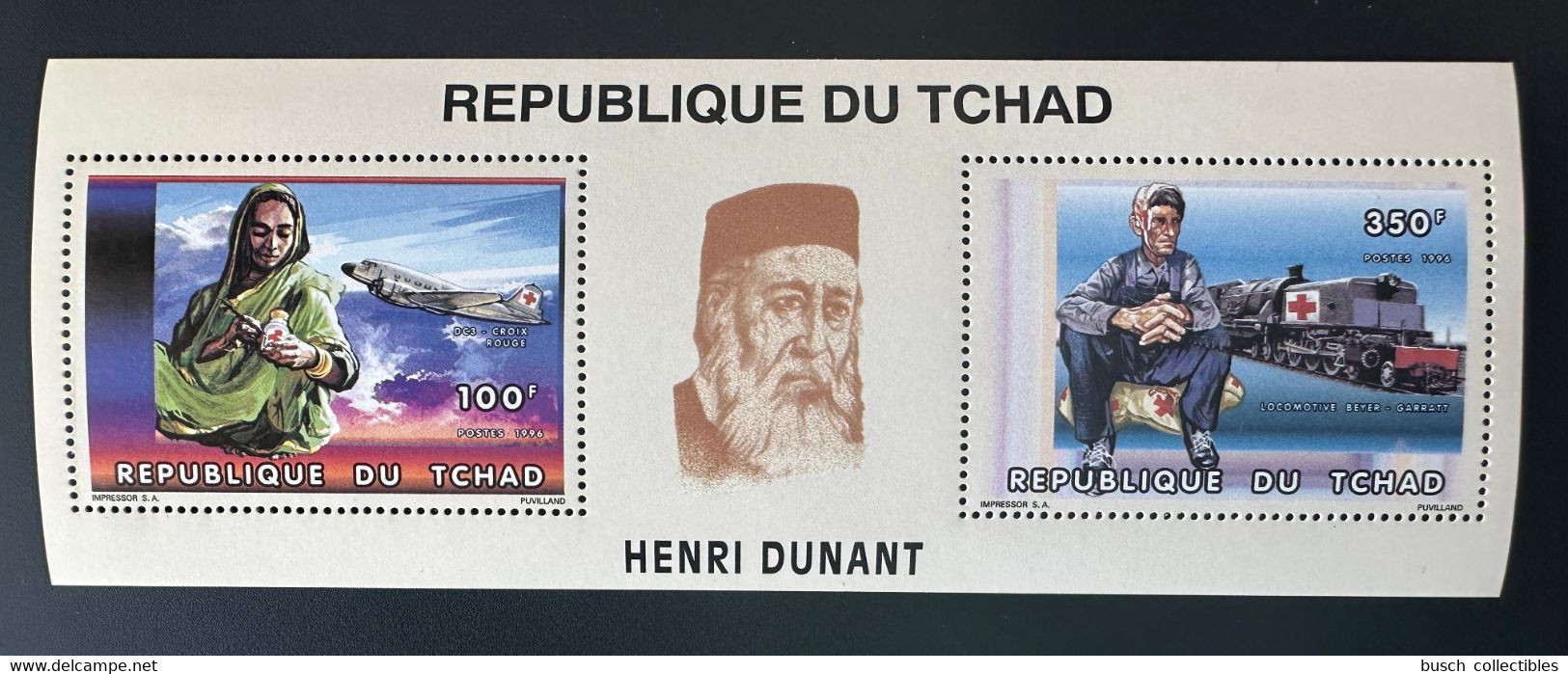 Tchad Chad Tschad 1996 Mi. Bl. 254 A Croix-Rouge Rotes Kreuz Red Cross Henry Dunant Airplane Railways DC3 Avion - Croix-Rouge