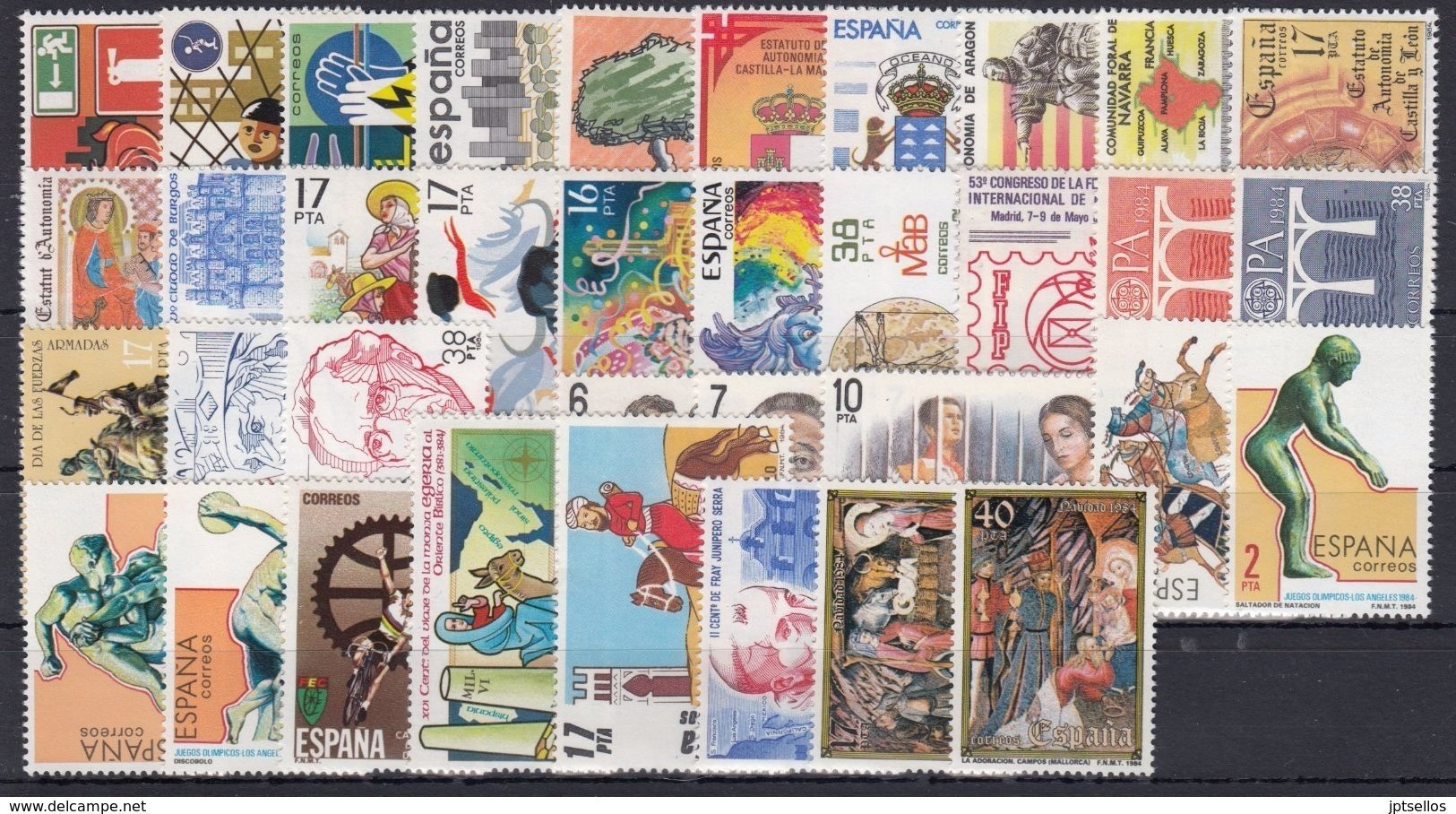 ESPAÑA 1984 Nº 2732/2777 AÑO COMPLETO NUEVO, MNH **,40 SELLOS,1 HB - Annate Complete