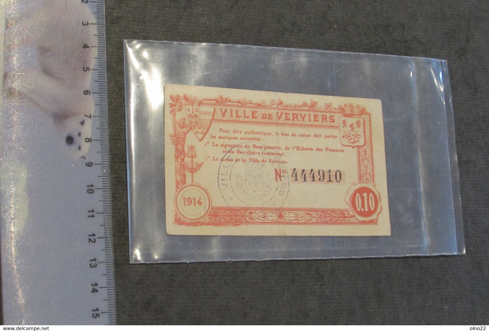 VILLE DE VERVIERS 1914 - BON DE CAISSE 10 CENTIMES - VOIR SCANS - Autres & Non Classés