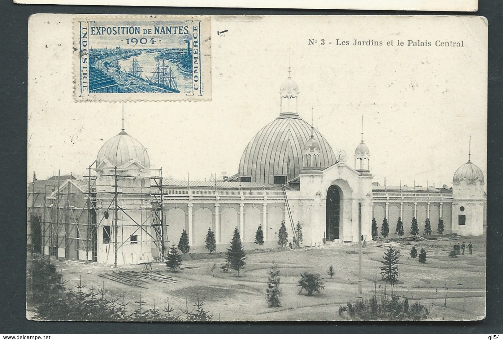 Timbre Exposition Nantes 1904 Industrie Et Commerce /cpa Nantes Les Jardins Et Le Palais Central - FAS 20042 - Covers & Documents