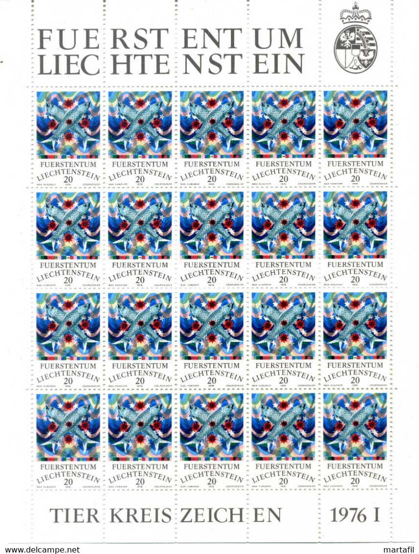 1976 LIECHTENSTEIN Minifogli MNH **, 599/602 Segni Dello Zodiaco - Blocs & Feuillets