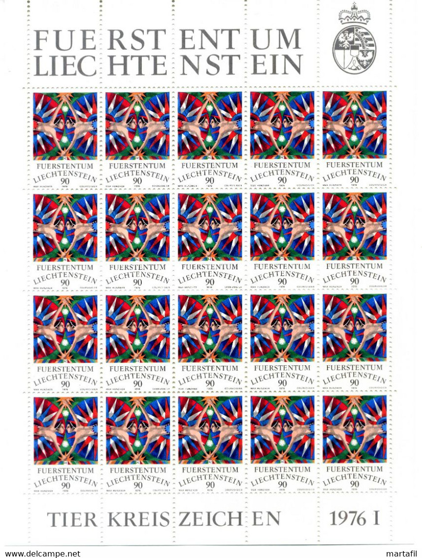 1976 LIECHTENSTEIN Minifogli MNH **, 599/602 Segni Dello Zodiaco - Bloques & Hojas