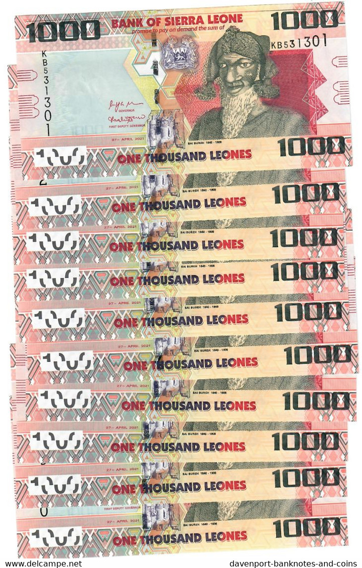 Sierra Leone 10x 1000 Leones 2021 UNC Last Issue - Sierra Leone