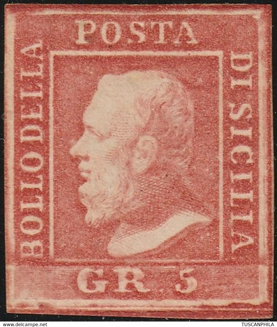 5 Gr. I^ Tav. Vermiglio Pos.44 Sass 10 Sg(*) Grandi Margini F. EmD. Spl - Sicily