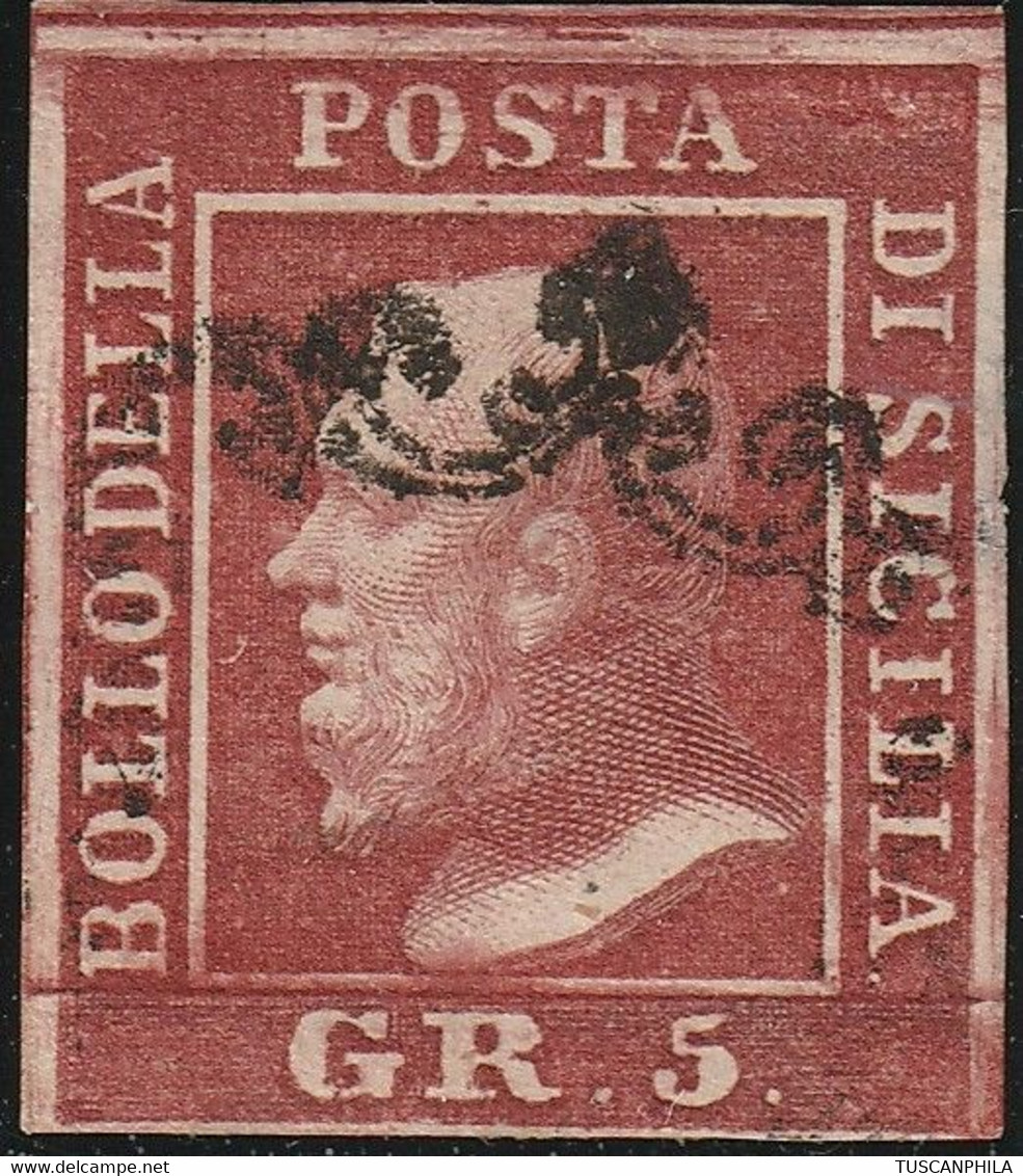 5 Gr. I^ Tav. Rosso Brunastro Sass 9d Usato Marginato Cv 5500 - Sicily