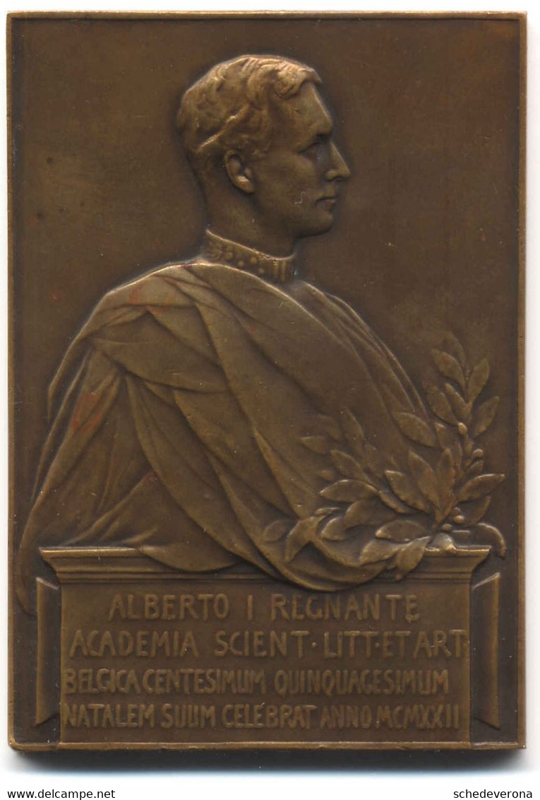 ACCADEMIA DELLE SCIENZE ALBERTO I° BELGIO 1922 PLACCA BRONZO - Royaux / De Noblesse