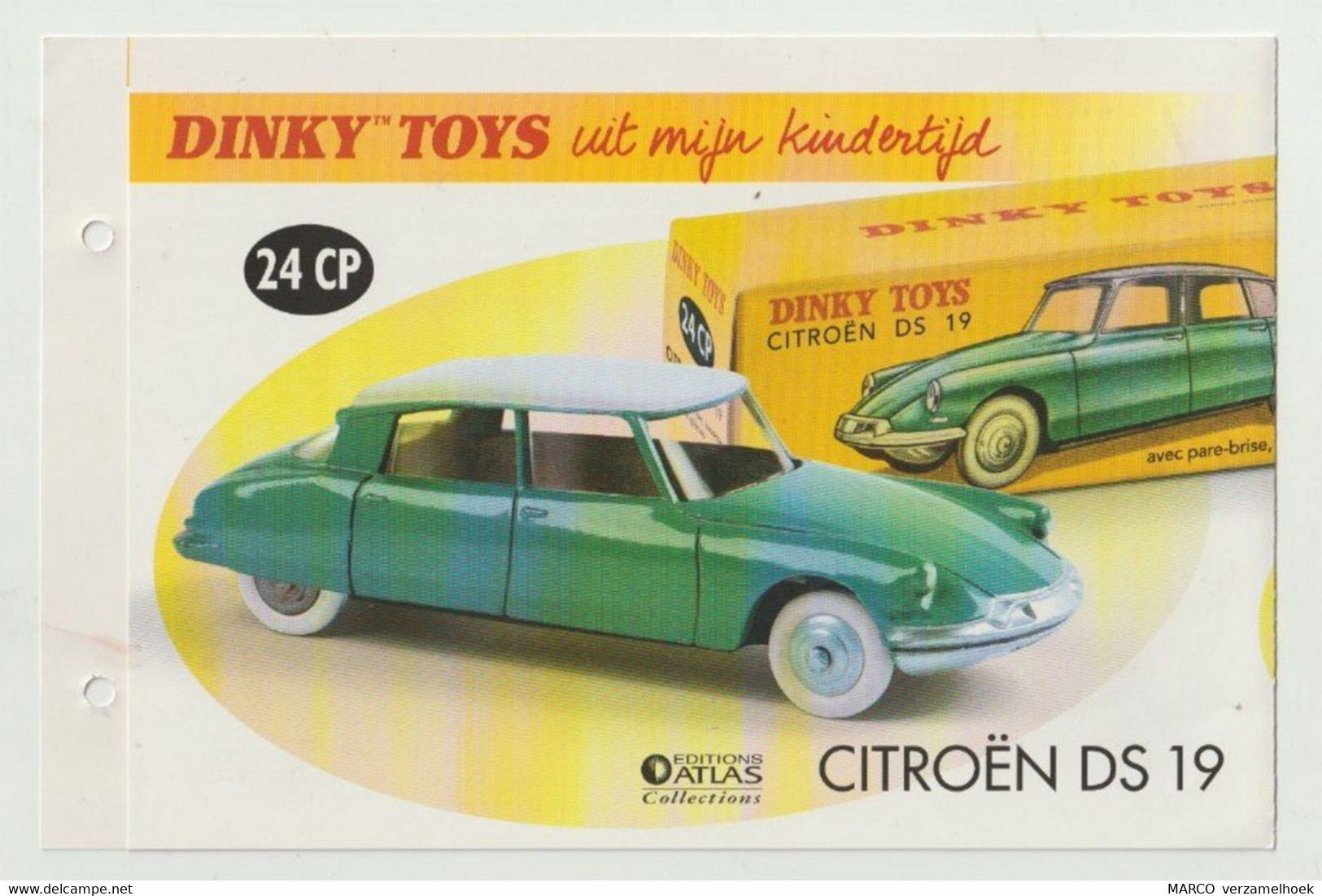 Brochure-leaflet: Dinky Toys (atlas Edition) 24CP Citroën DS19 Scale 1:43 2014 Groen - Dinky