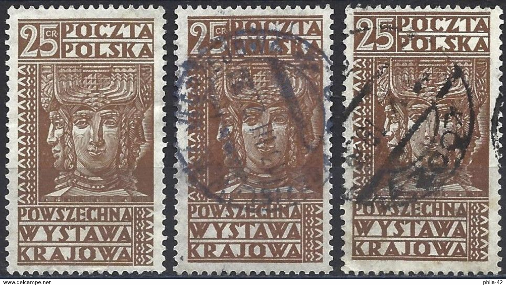 Poland 1928 - Mi 260 - YT 349 ( Swiatowid, War God ) Three Shades Of Color - Plaatfouten & Curiosa