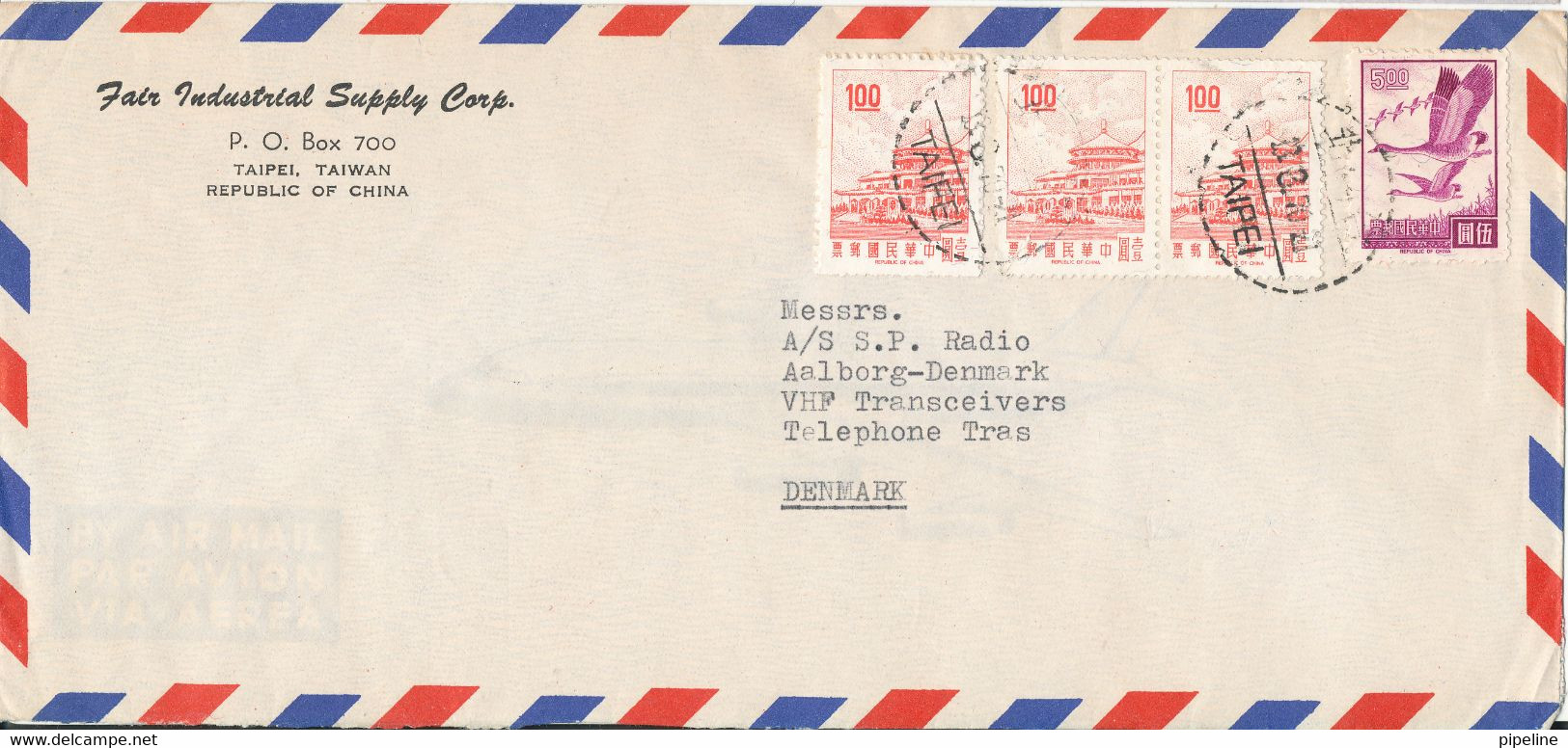 Taiwan Air Mail Cover Sent To Denmark 13-8-1970 - Briefe U. Dokumente