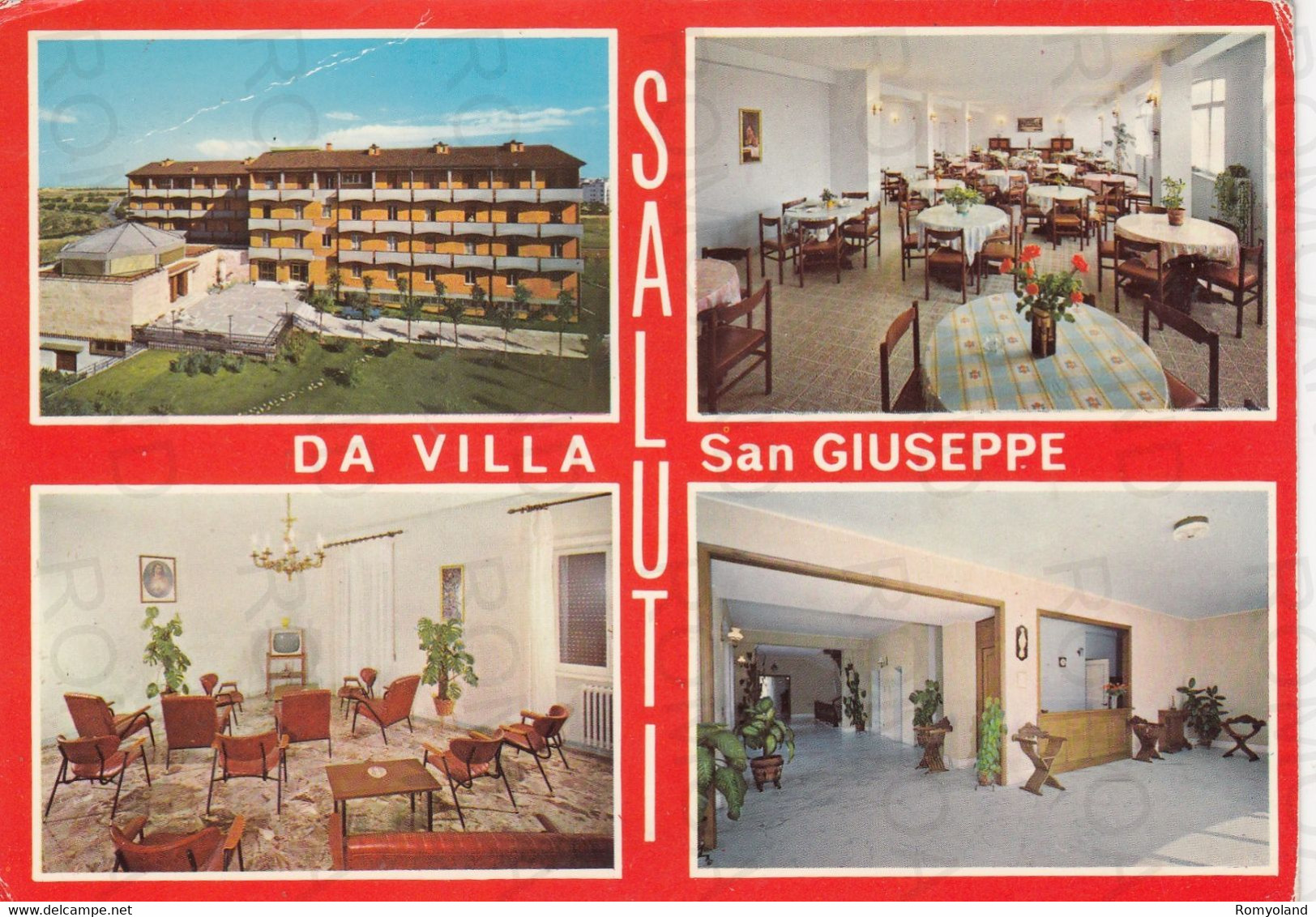 CARTOLINA  ROMA,LAZIO-SALUTI-VILLA SAN GIUSEPPE-SUORE PICCOLE OPERAIE DEI SACRI CUORI-BELLA ITALIA,NON VIAGGIATA - Santé & Hôpitaux