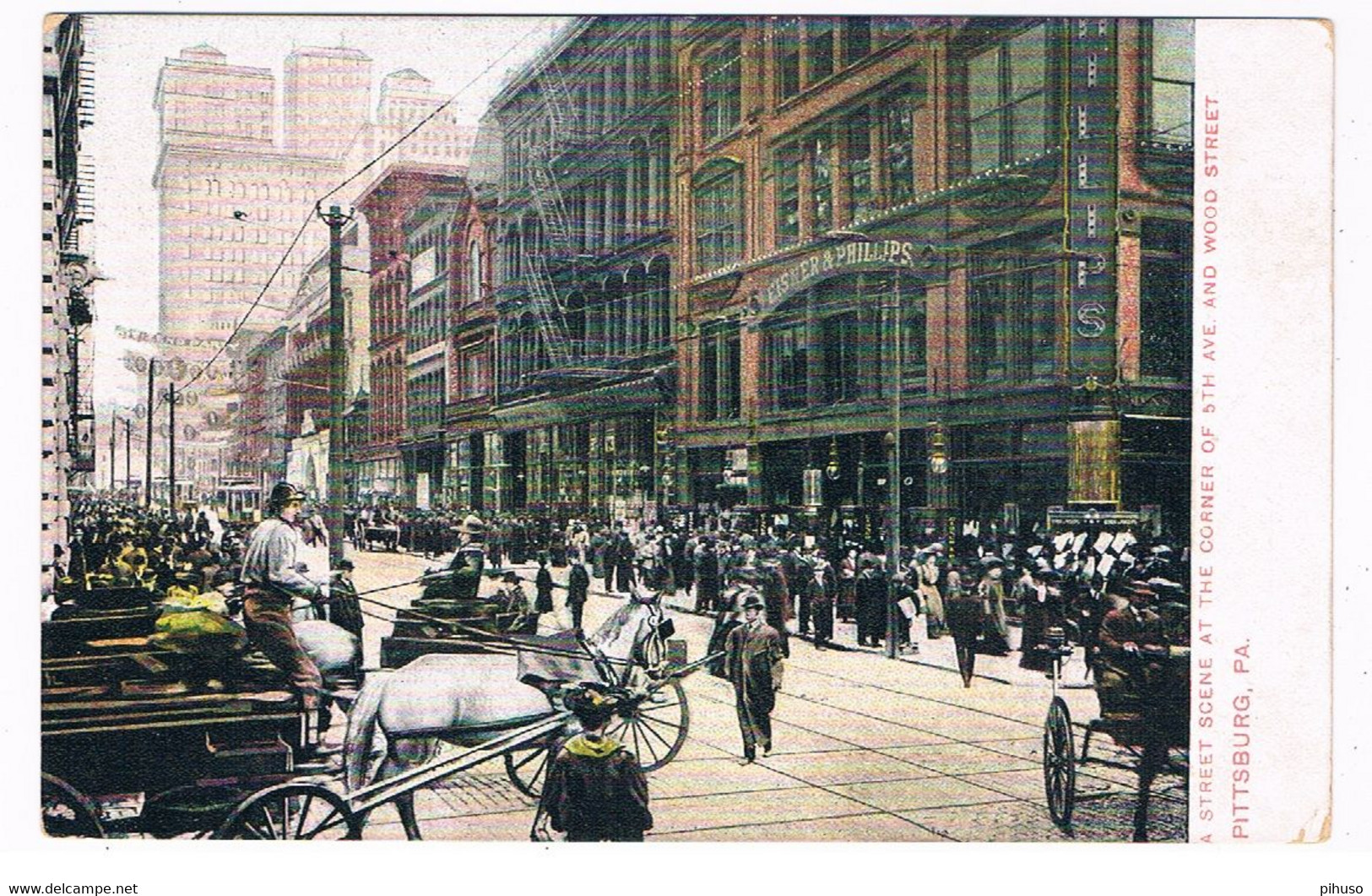 US-898  PITSBURG : Street Scene At The Corner Of 5th Ave And Wood Street - Pittsburgh