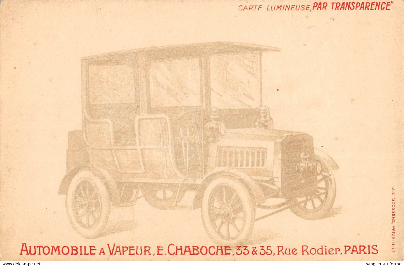 CPA 75 PARIS 9e AUTOMOBILE A VAPEUR E.CHABOCHE RUE RODIER A PARIS / AUTOMOBILE - Paris (09)