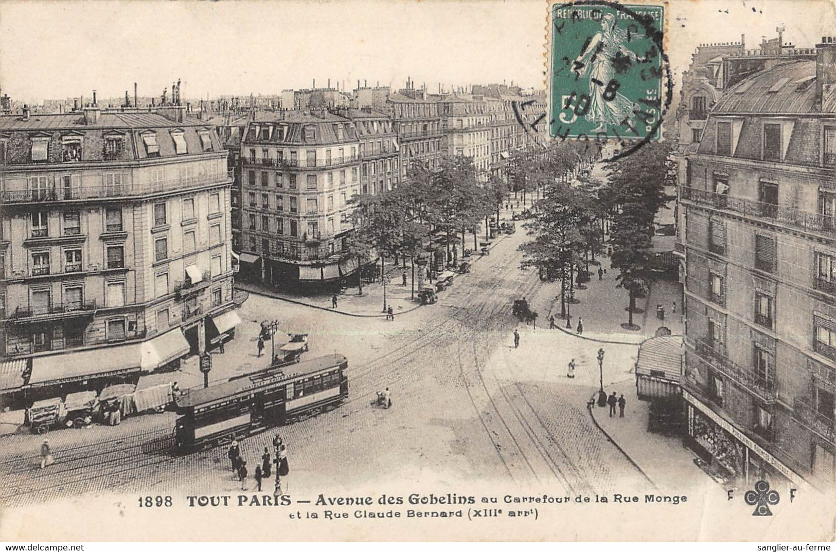 CPA 75 TOUT PARIS / PARIS 13e / AVENUE DES GOBELINS AU CARREFOUR DE LA RUE MONGE CLAUDE BERNARD - Arrondissement: 13