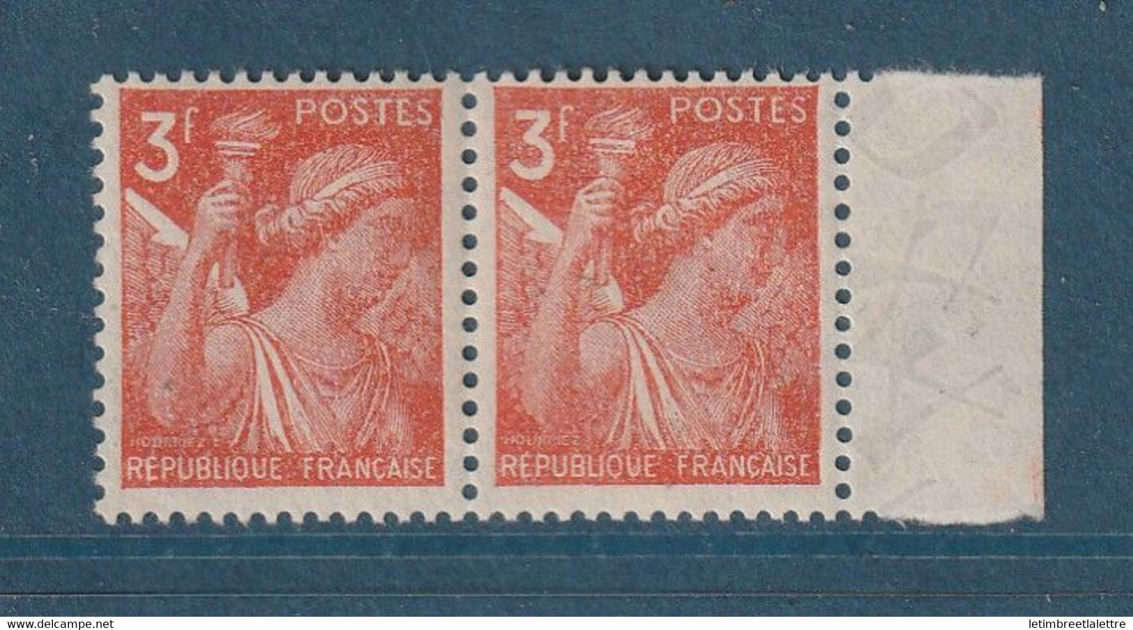 France - Variété - YT N° 655 A ** - Neuf Sans Charnière - Bord De Feuille Filigrané - 1944 - Unused Stamps