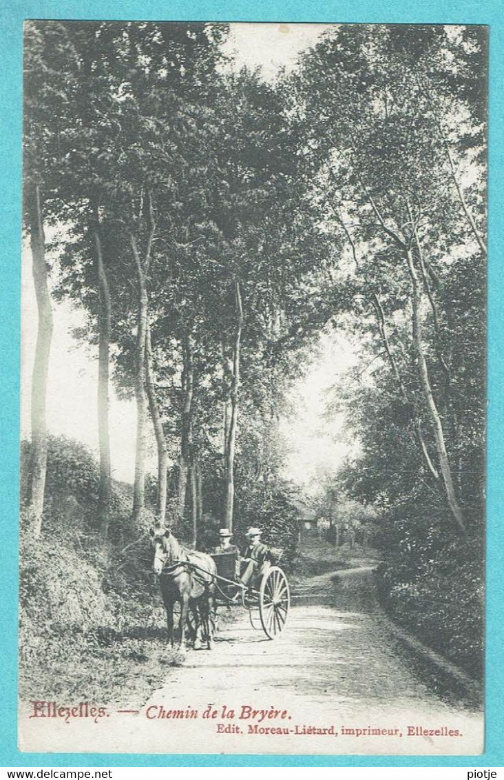 * Ellezelles (Hainaut - La Wallonie) * (Edit Moreau Lietard, Imprimeur) Chemin De La Bryère, Cheval, Horse, Koets - Ellezelles