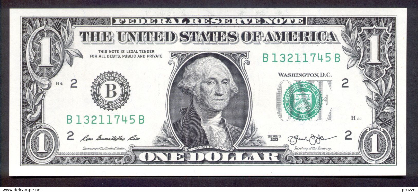 USA 2013, Federal Reserve Note, 1 $, One Dollar, B = New York, B13211745B, UNC - Federal Reserve (1928-...)