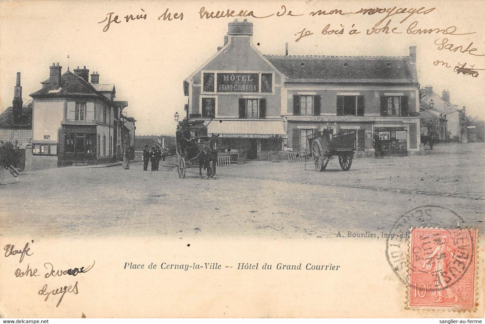 CPA 78 PLACE DE CERNAY LA VILLE / HOTEL DU GRAND COURRIER - Cernay-la-Ville