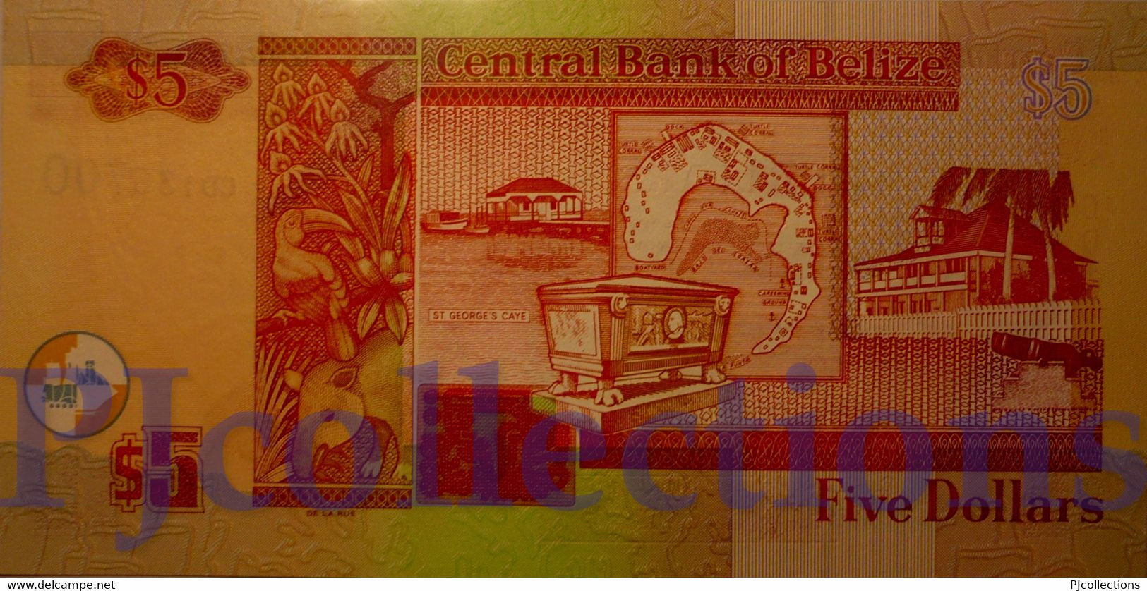 BELIZE 5 DOLLARS 2002 PICK 61b UNC - Belize