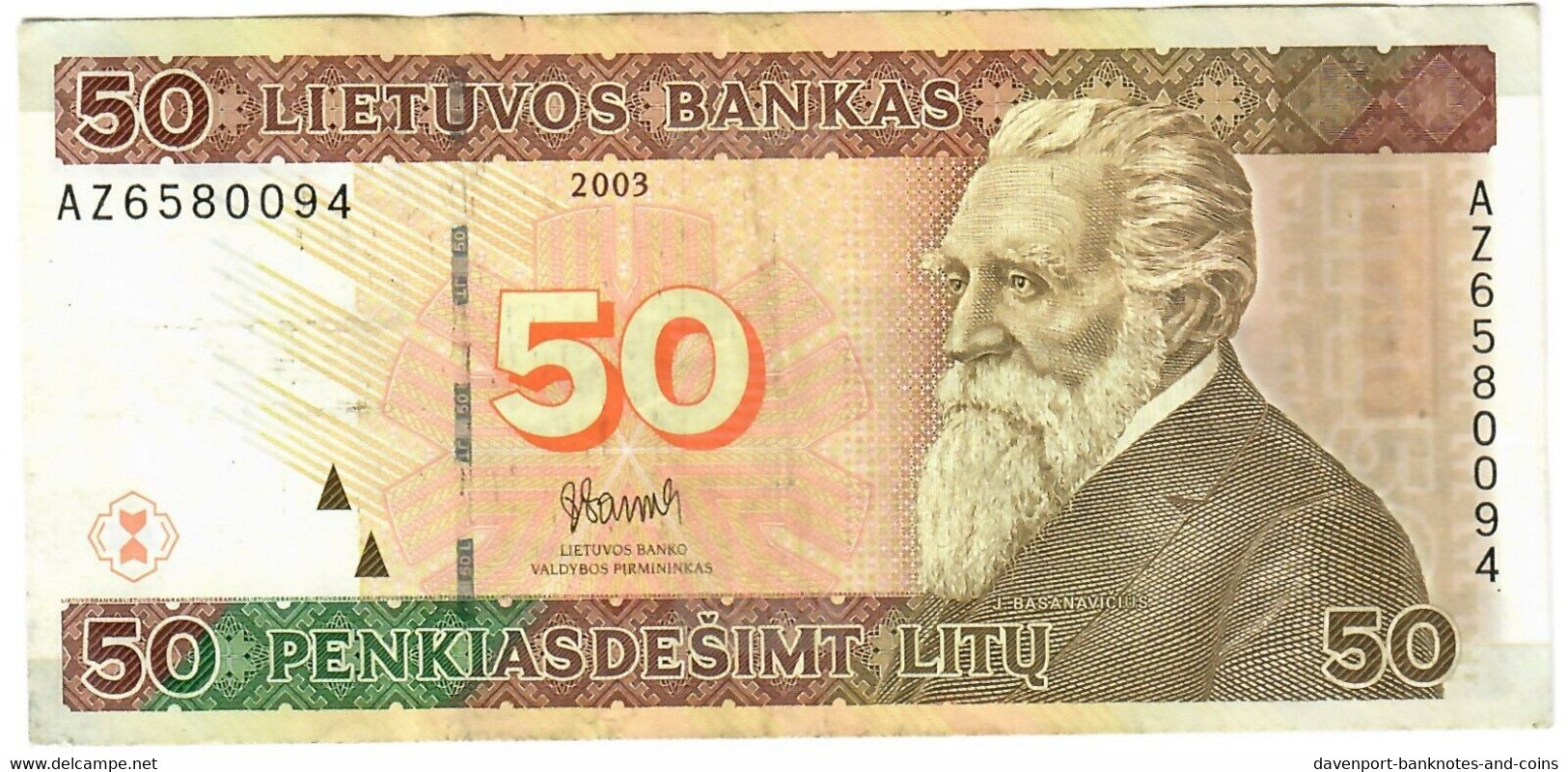 Lithuania 50 Litas 2003 VF "AZ" Replacement - Litauen