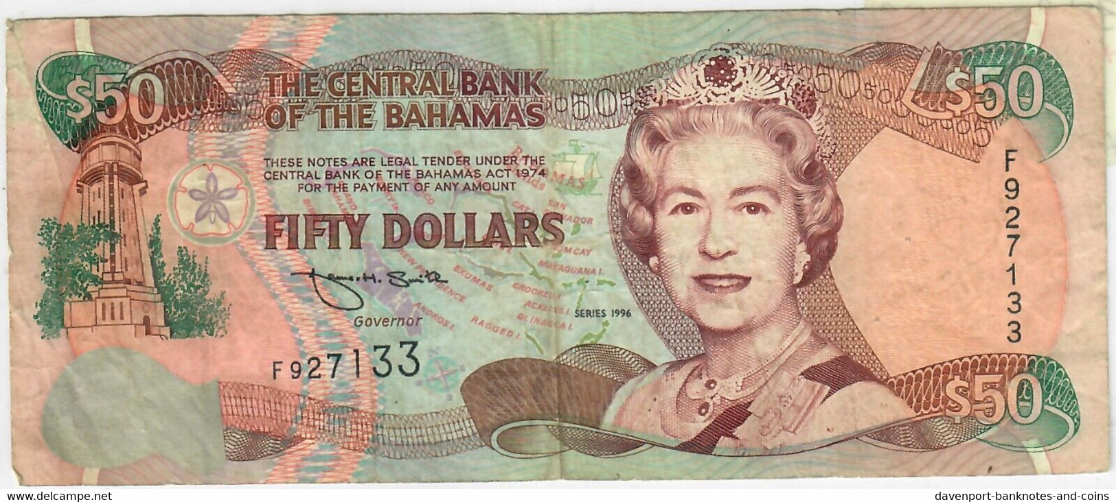 Bahamas 50 Dollars 1996 F - Bahama's