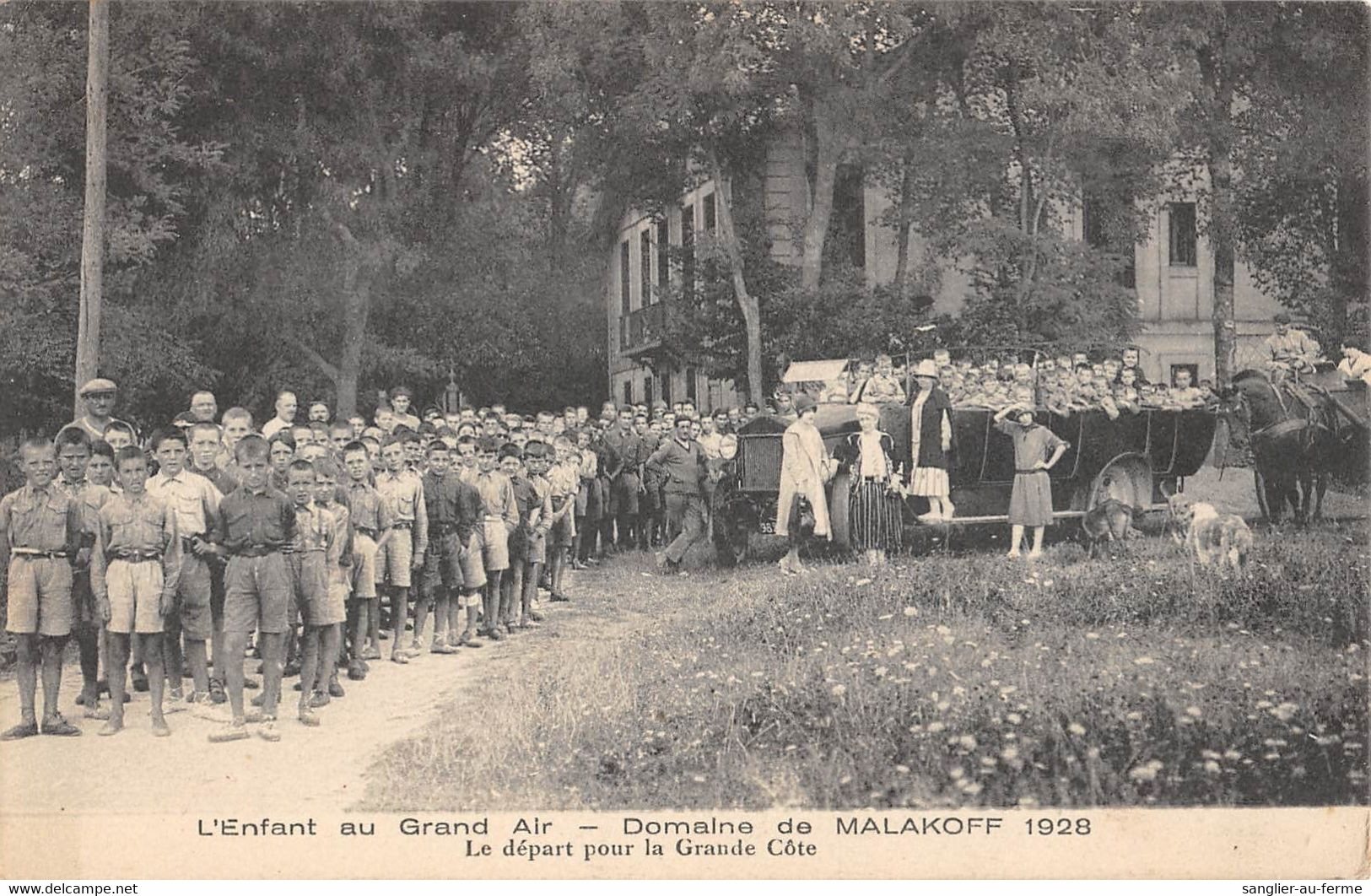 CPA 92 DOMAINE DE MALAKOFF / L'ENFANT AU GRAND AIR / LE DEPART POUR LA GRANDE COTE 1928 / AUTOBUS - Malakoff