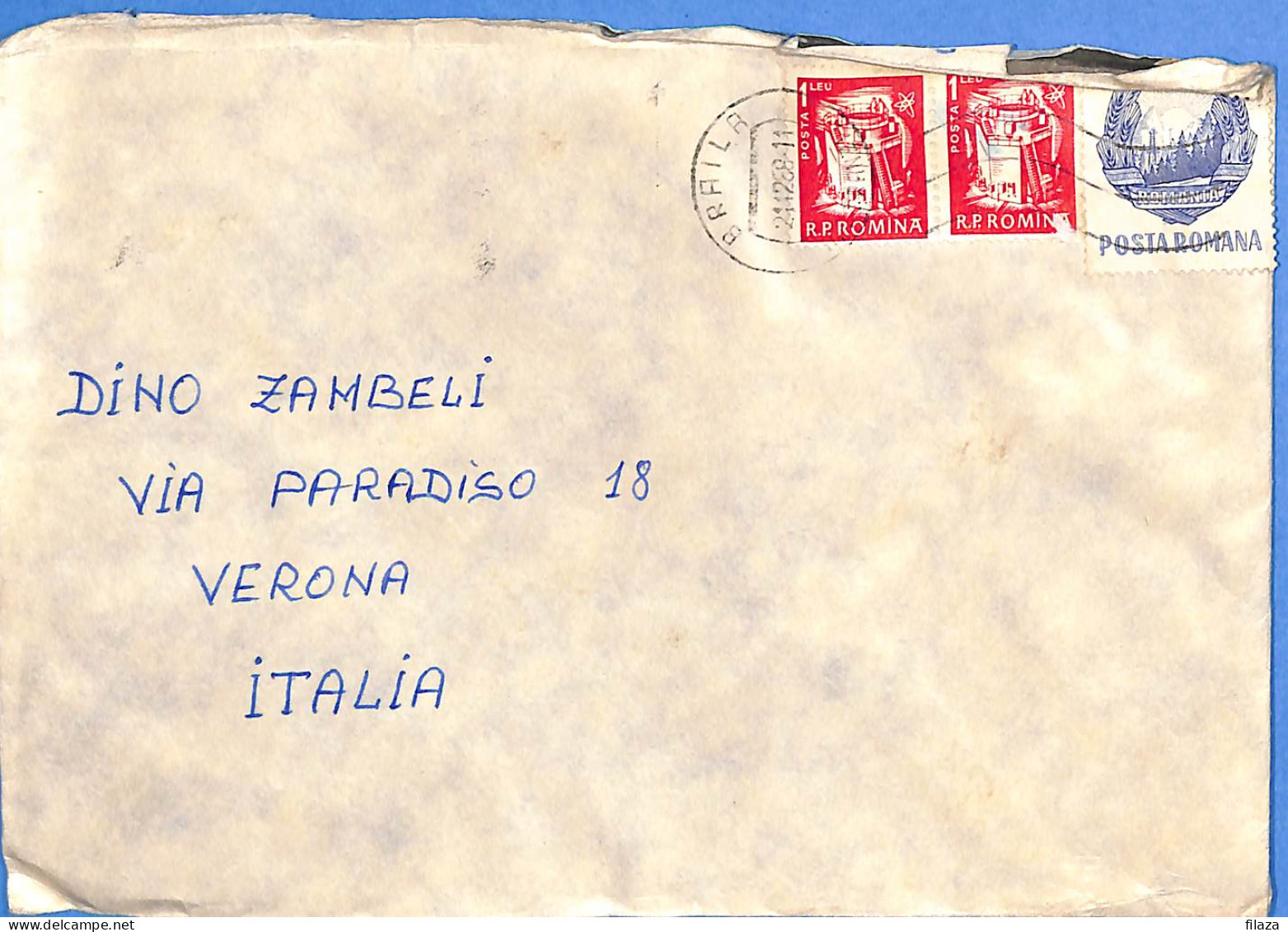 Lettre : Romania To Italy Singer DINO L00095 - Storia Postale