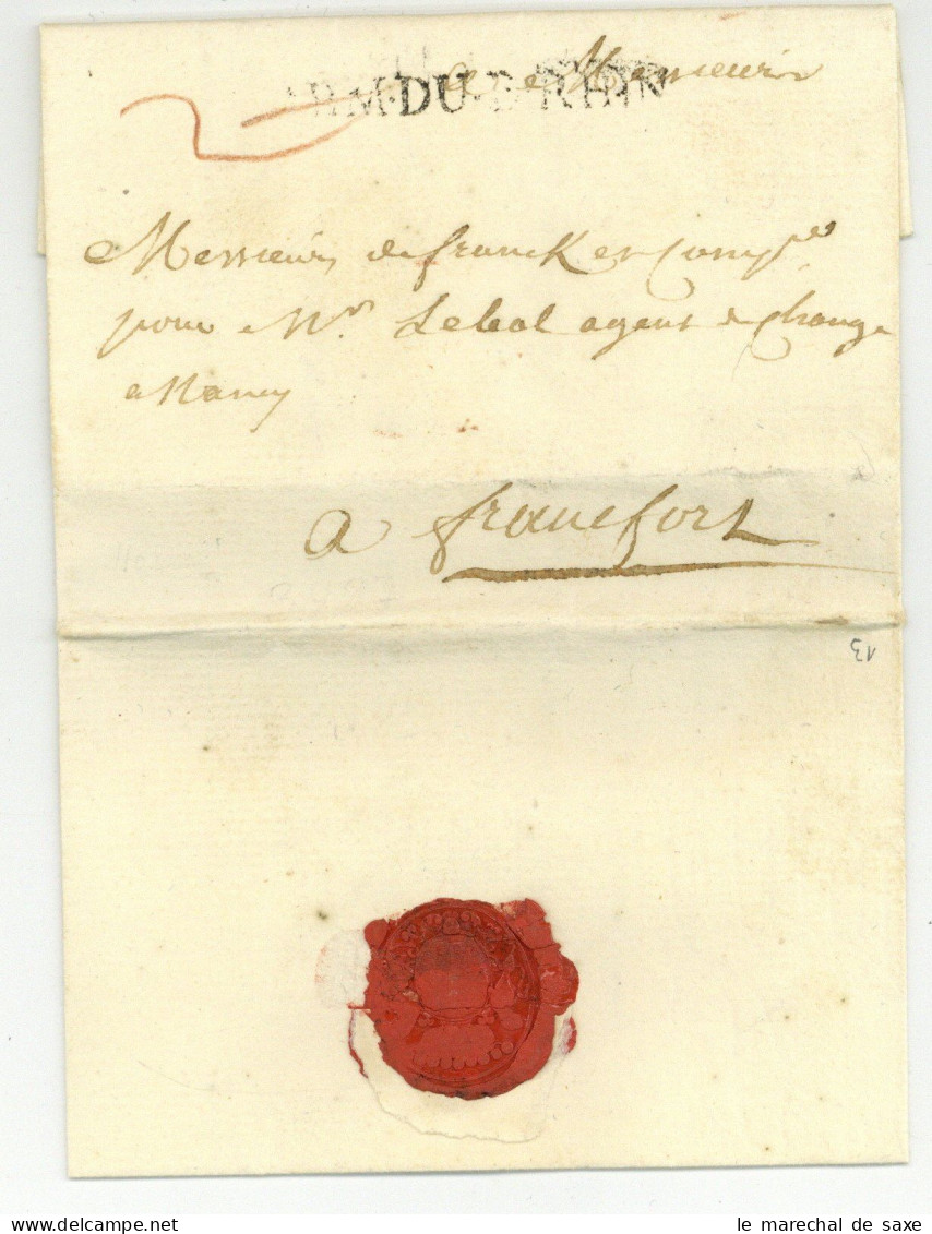 ARM.DU.B.RHIN Neuss 1758 Guerre De Sept Ans Pour Frankfurt Regiment Du Roi Messimieux - Army Postmarks (before 1900)