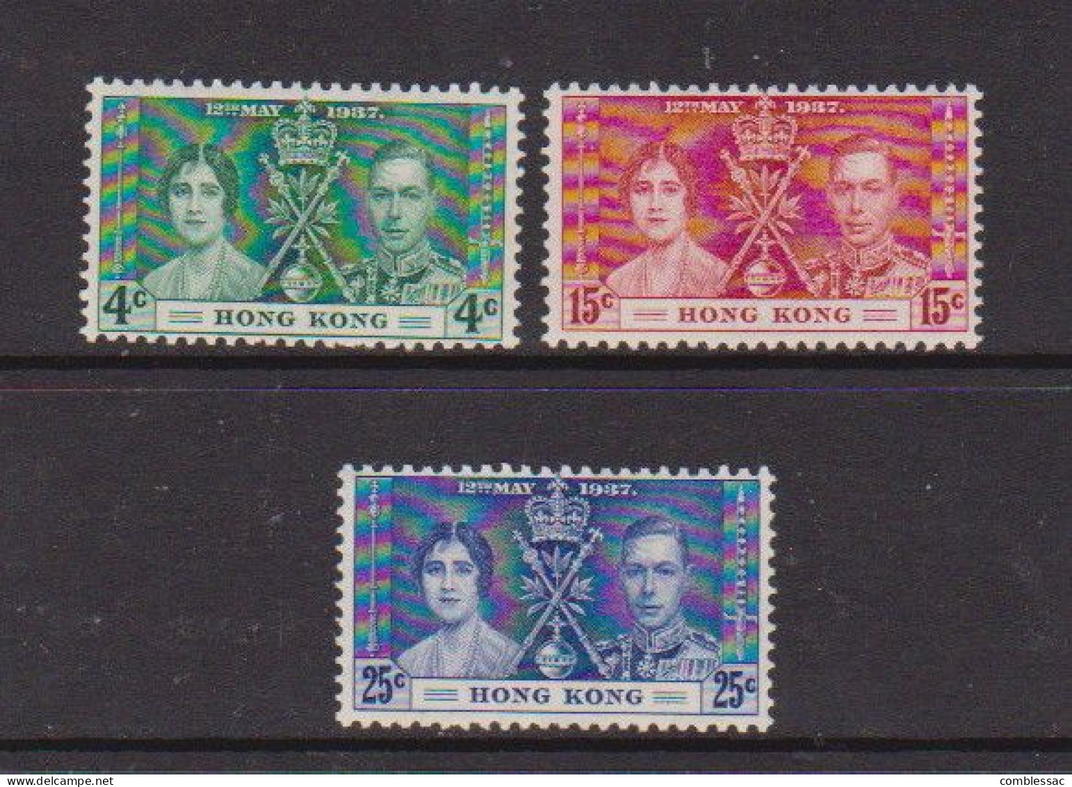 HONG  KONG    1937    Coronation    Set  Of  3    MH - Neufs