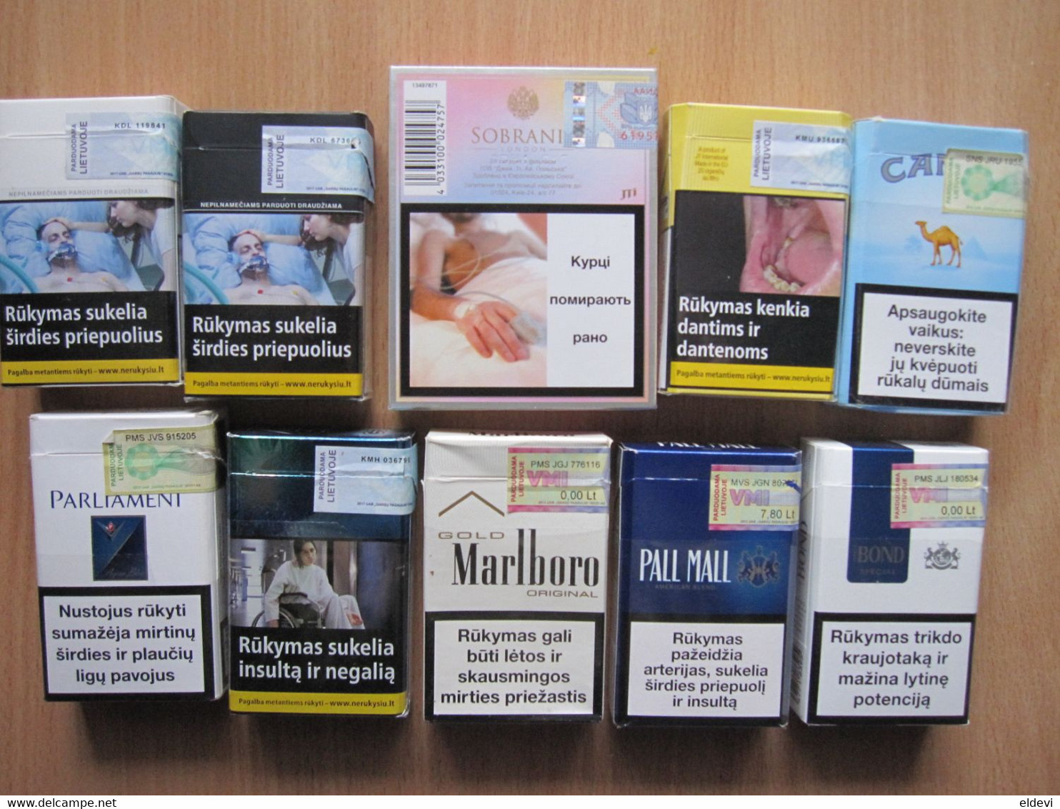 Lot Of 10 Empty Cigarette Packs / Boxes London Sobranie Lucky Strike Camel Parliament Marlboro + - Zigarettenetuis (leer)