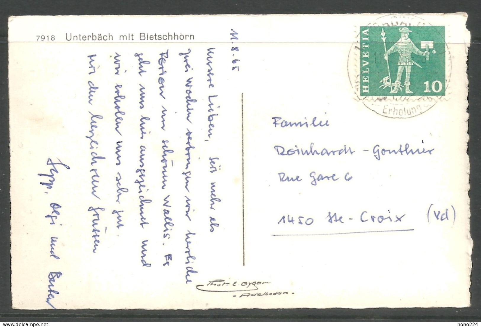 Carte P De 1965 ( Unterbäch Mit Bietschhorn ) - Unterbäch