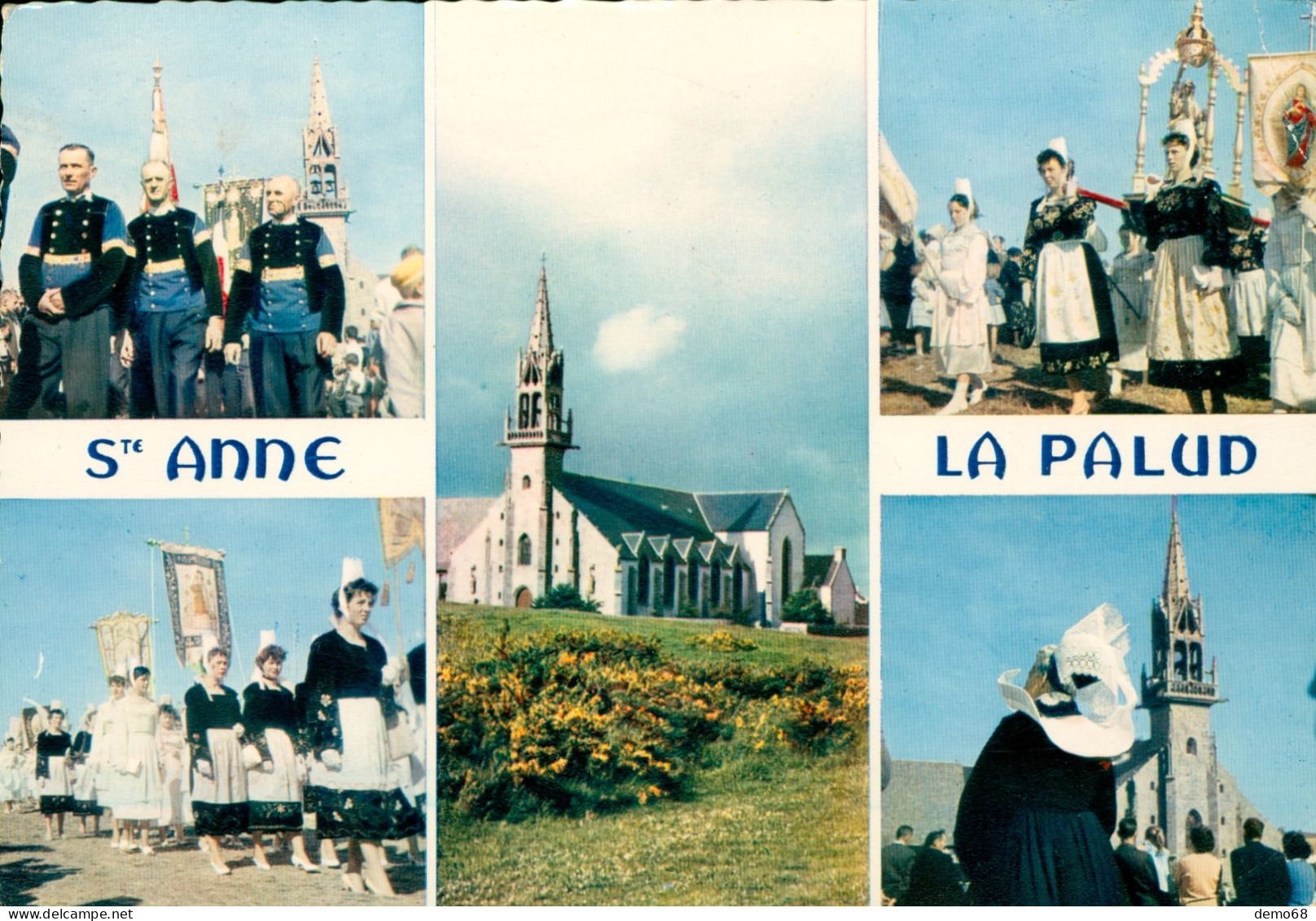 Plonévez Porzay Finistère CPSM 29 Ste Anne La Palud Multi-vues Procession Type Costume Coiffe Bretagne Breton - Plonévez-Porzay