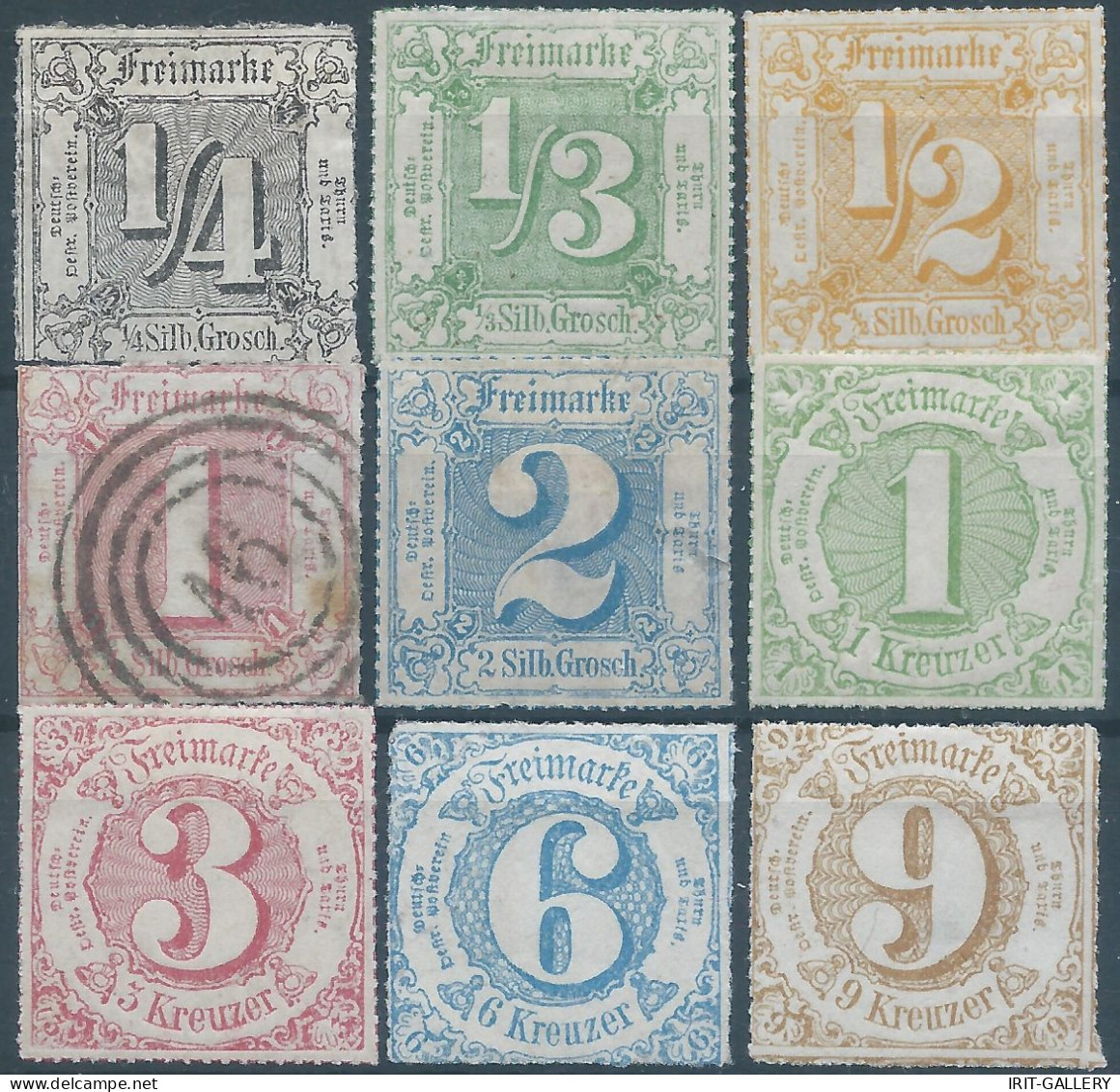 Germany-Deutschland,Thurn Und Taxis1865 Colored Print On White Paper-¼--½-1-2gr+1-3-6-9kr,Mint &1gr Used,Value:€130,00 - Ungebraucht