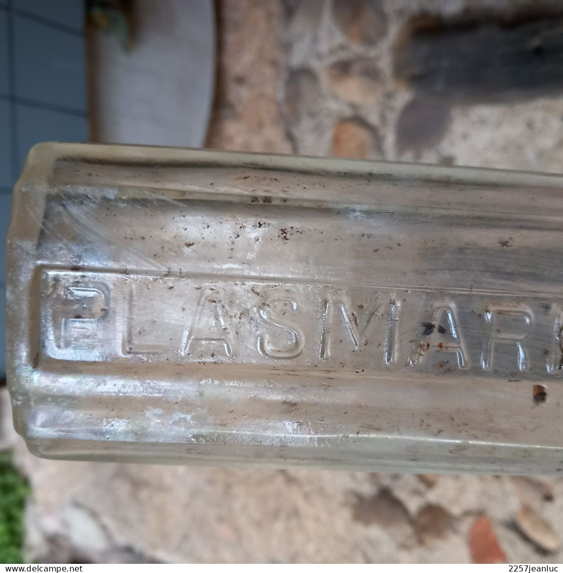 Ancienne Bouteille De Pharmacie En Verre Gravé Avec Pub  PL ASMARINE - Sonstige & Ohne Zuordnung