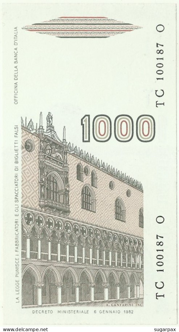 Italia - 1000 Lire - 06.01.1982 - Pick: 109.a - Unc. - Serie TC - Marco Polo - Ciampi & Stevani - 1.000 - 1000 Liras