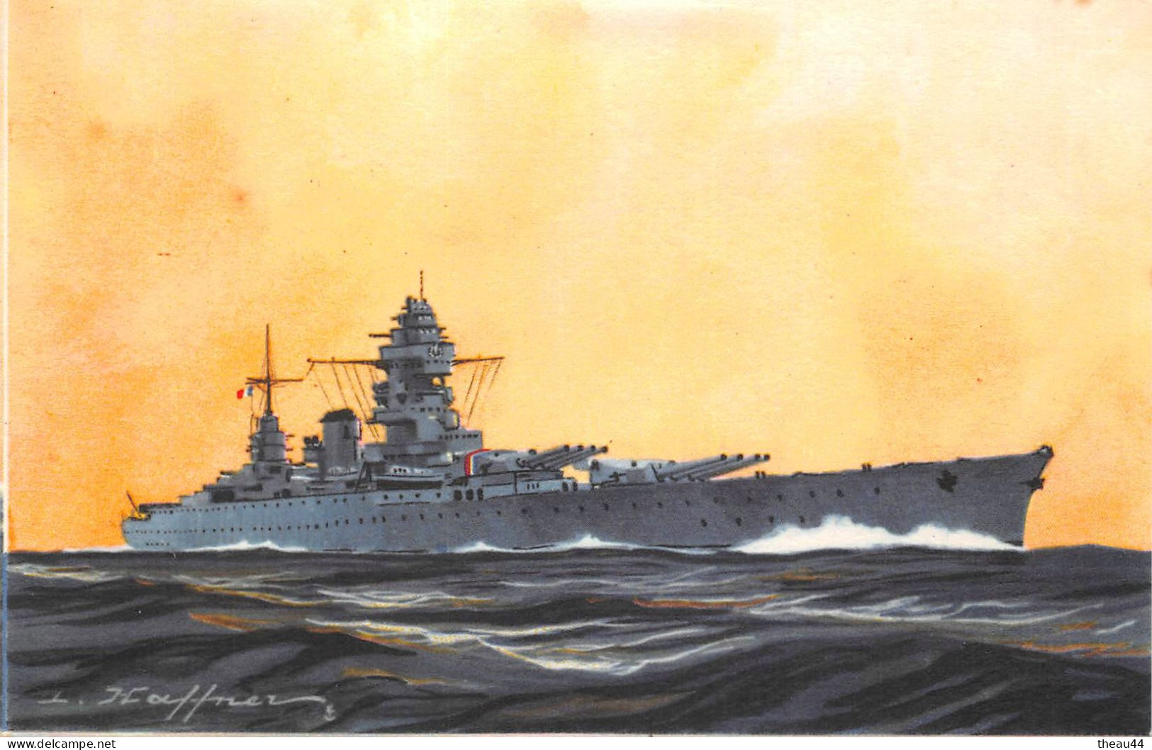 ¤¤   -   Lot de 8 Cartes de l'Illustrateur " HAFFNER "   -   Bateaux de Guerre  -  Cuirassé, Croiseur, Torpilleur ......