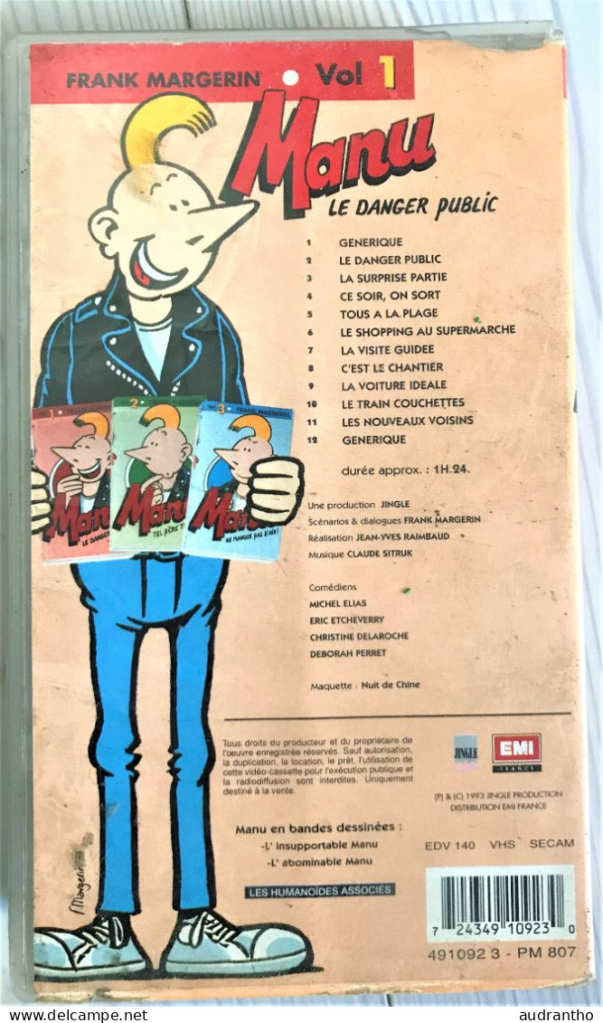 VHS MANU Le Danger Public Franck Mergerin Volume 1 1993 - Cartoons