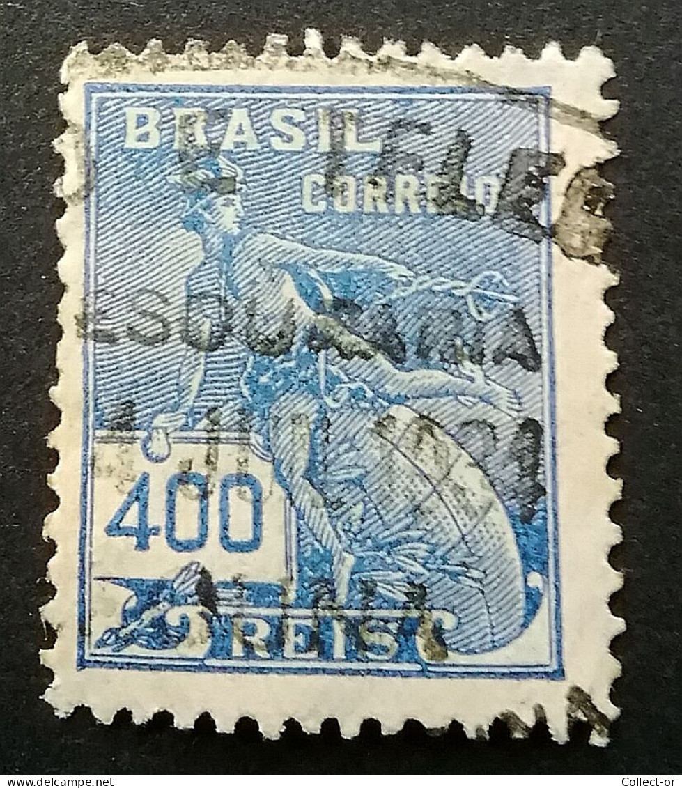 BRESIL, 1918, Mercure, Valeur Faciale 400 Reis, Bleu Fade, Scott N° A76,  Oblitéré - Used Stamps