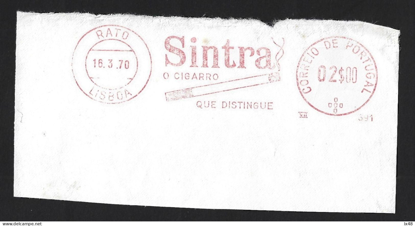 'Sintra' Brand Tobacco Cigarette. Banner On Sintra Tobacco, In 1970. The Cigarette That Distinguishes. Cigarro Sintra - Tabacco & Sigarette