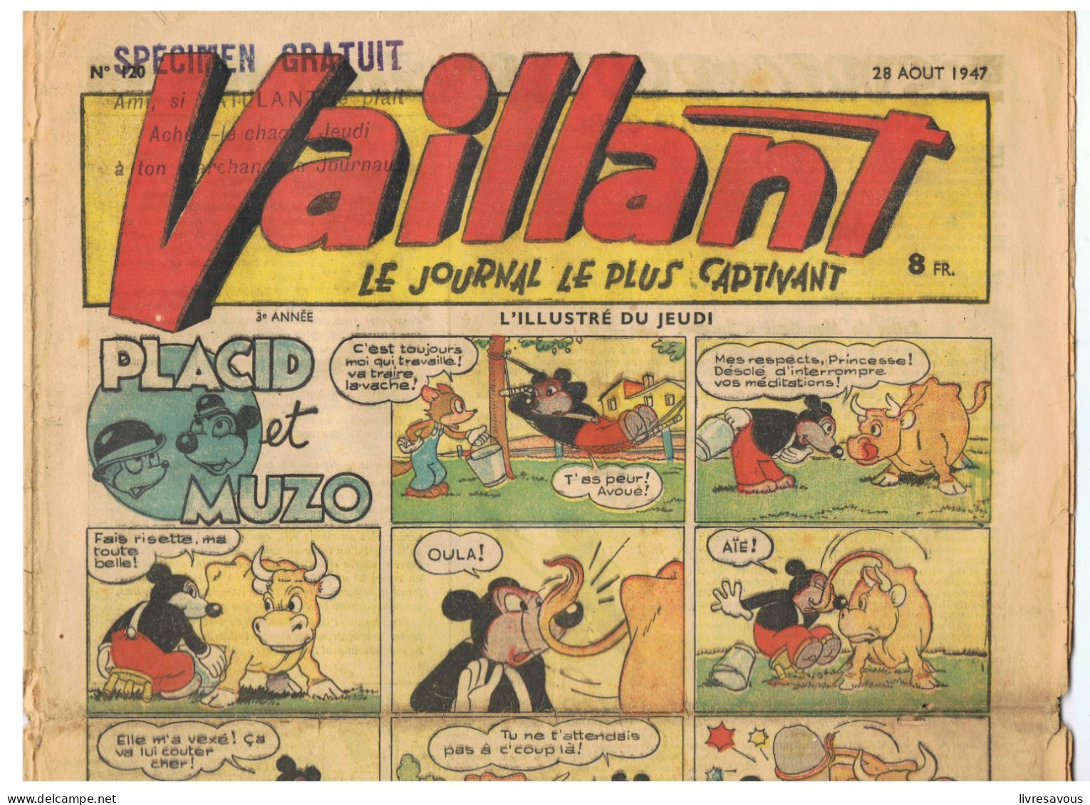 Vaillant N°120 Du 28 Août 1947 Le Journal Le Plus Captivant - Vaillant