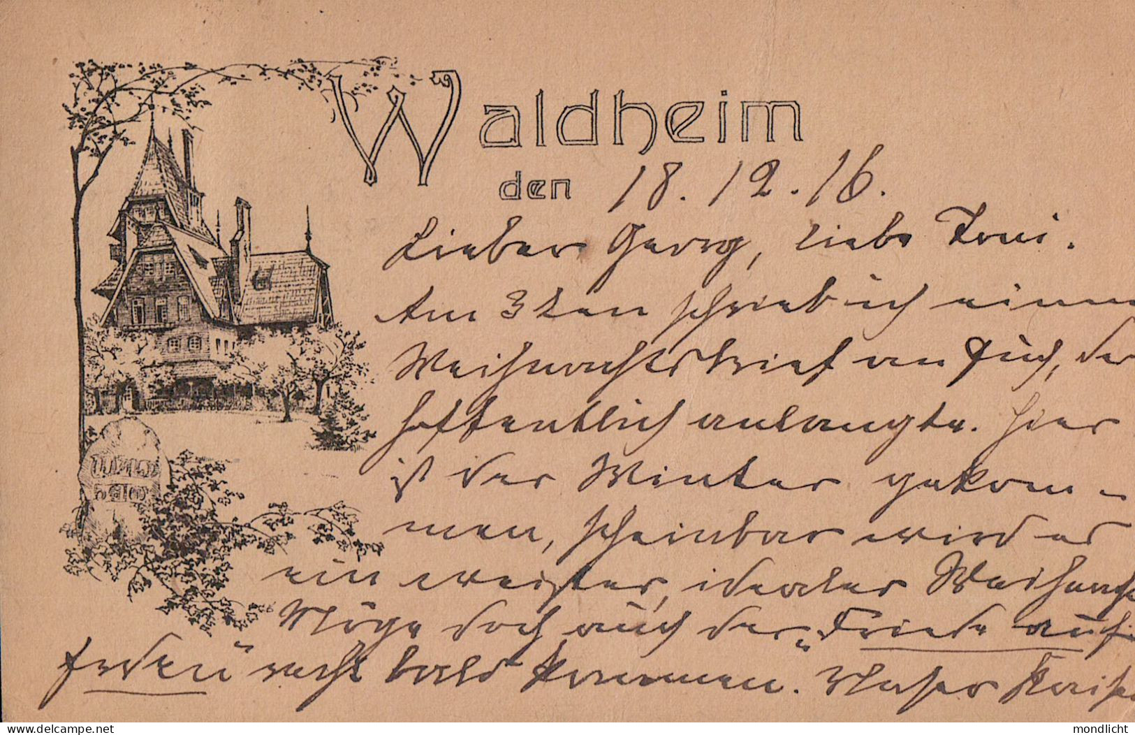 "Villa Waldheim", Bergedorf. 1916. (Hulbepark, Pfingstberg, Hochallee, Doktorberg, Haus Hulbe). - Bergedorf